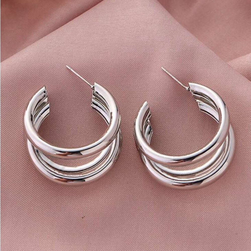 Silver Minimalist Cuff Hoop Earrings